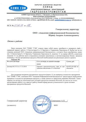Отзыв от Завода электромонтажных конструкций ГИДРОЭЛЕКТРОМОНТАЖ
